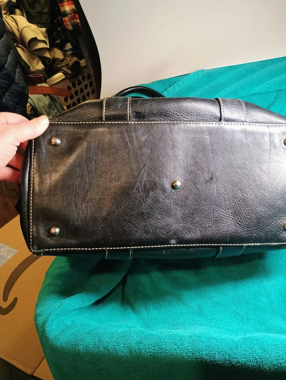 Dooney & Bourke Black Medium Priscilla Tumbled Leather Messenger Satchel